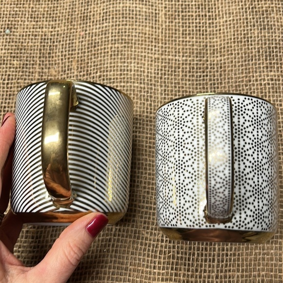 I. Godinger & Co. 2 Coffee Tea Mug Cup Gold White - Picture 2 of 5